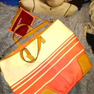 COACH HADLEY VARIEGATED BRILLIANT SALMON DUFFLE BAG INCLUDING POUCH